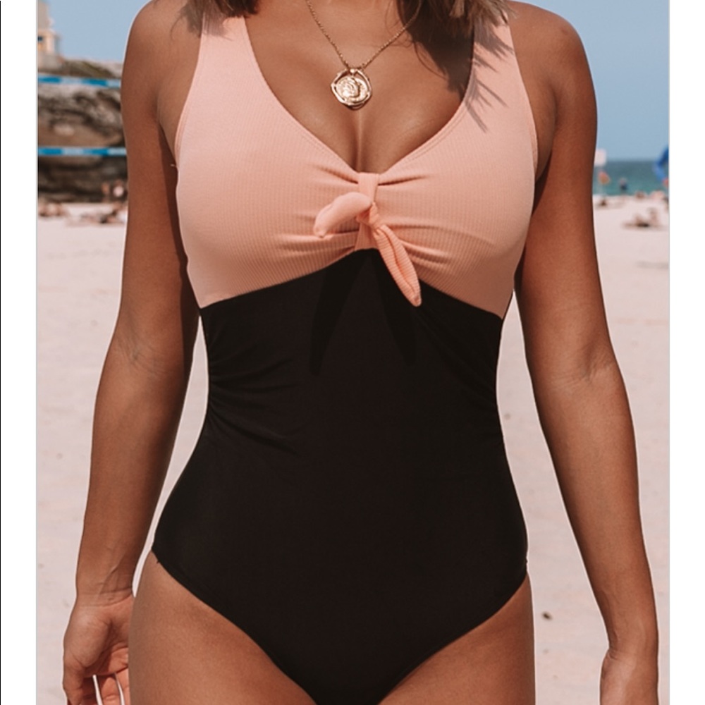 NWT coral and black bathing suit